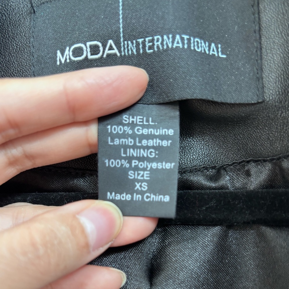 MODA International Genuine Leather Jacket Y2K Fitted Moto‎ in Black - SIZE XS - Picture 10 of 16